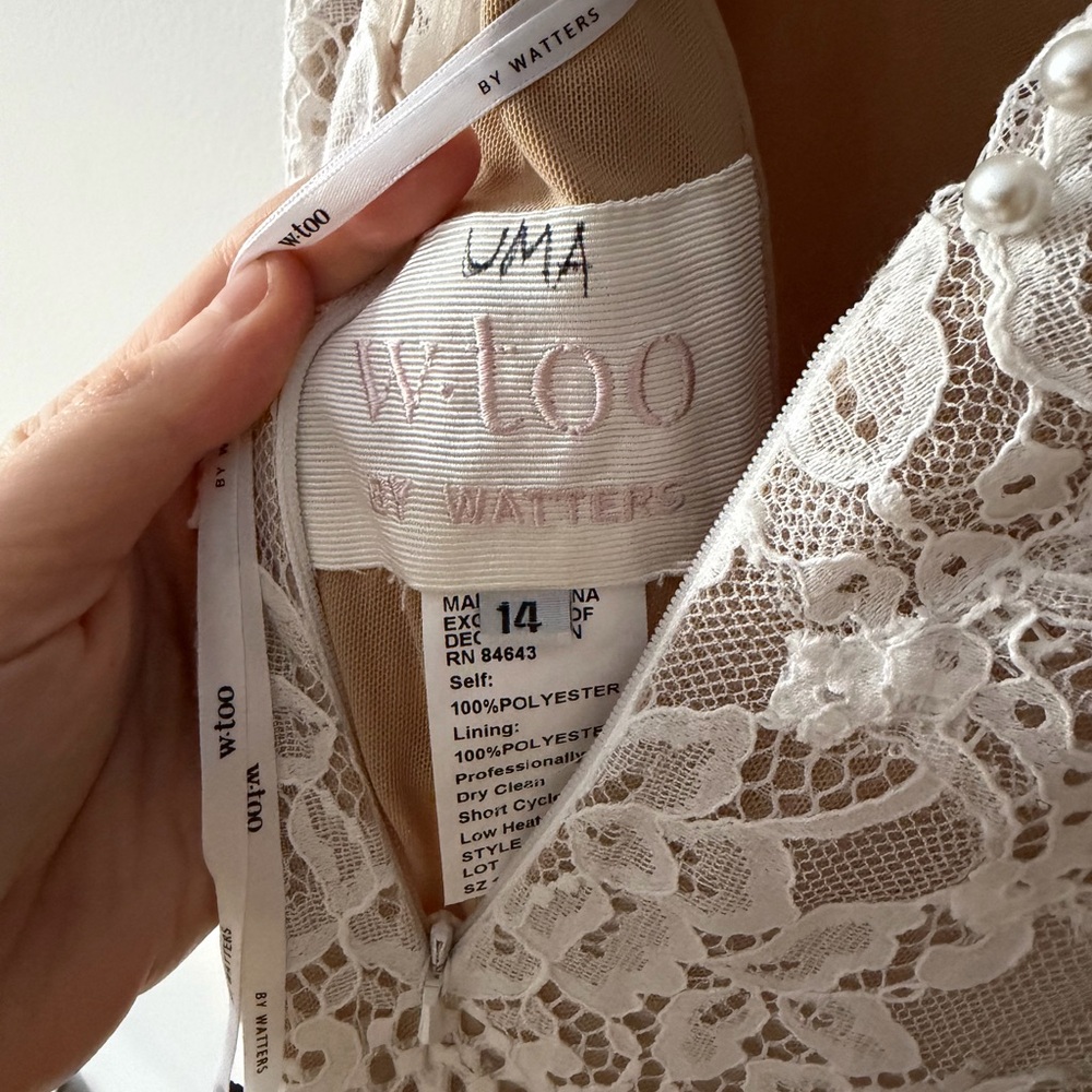 NWT W Too by Watters Locket Uma Wedding Dress in Ivory/Nude Size 14 Lace Train - Picture 16 of 16